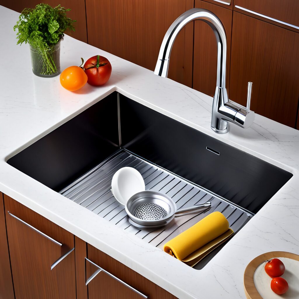 image of Place protective mats in the sink to prevent scratches