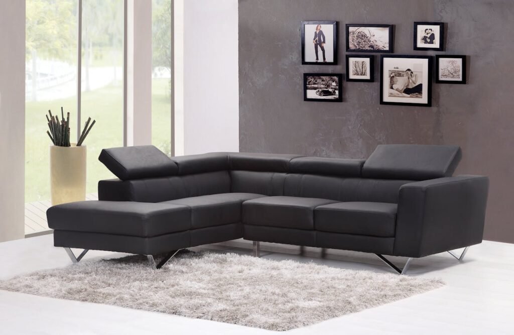 Sofa set on carpet with furniture pads