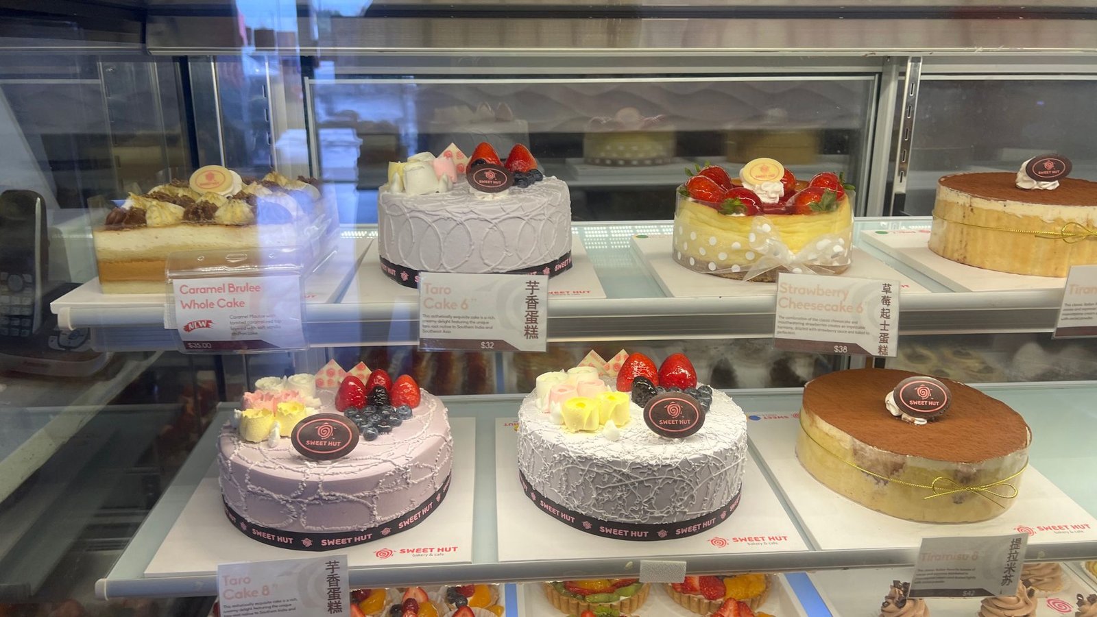 Different kinds of cake at Sweet Hut Bakery