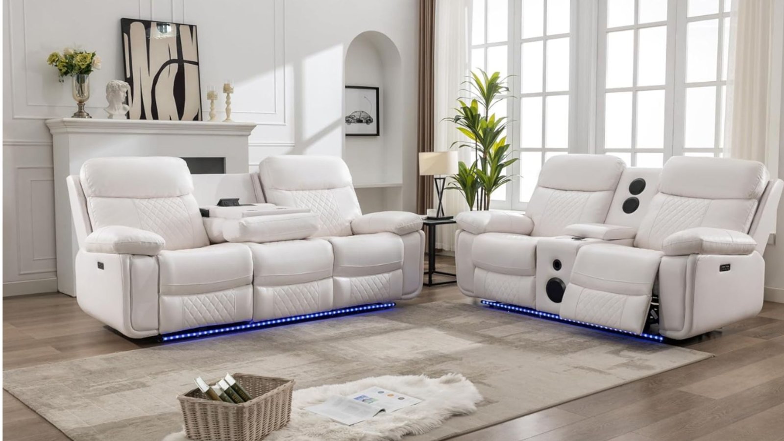 white sofa sets in living room