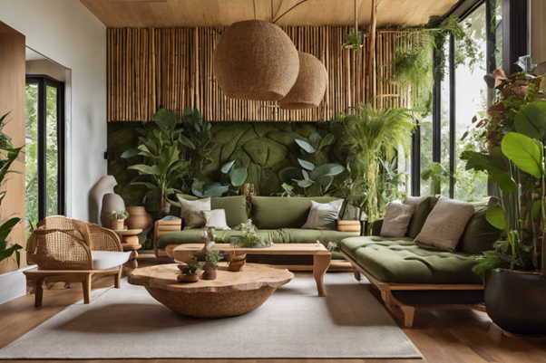 Living room decor with Biophilic Wall Decor