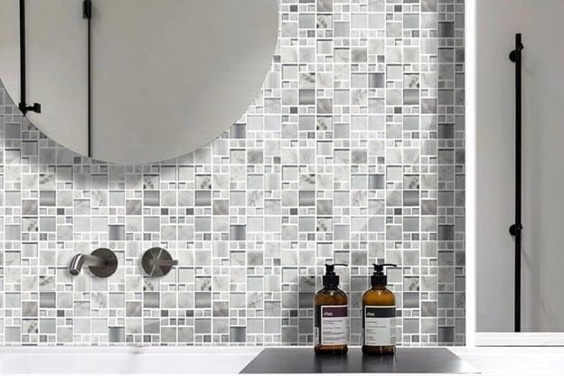 ARTEMURO Upgraded Silver Metallic Glass Mosaic Tiles